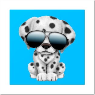 Cute Dalmatian Puppy Dog Wearing Sunglasses Posters and Art